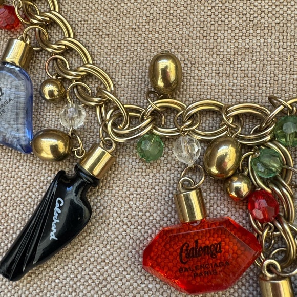 Vintage Balenciaga x Caron Perfume Bottle Necklace Rare Gold 1970s - Picture 4 of 8